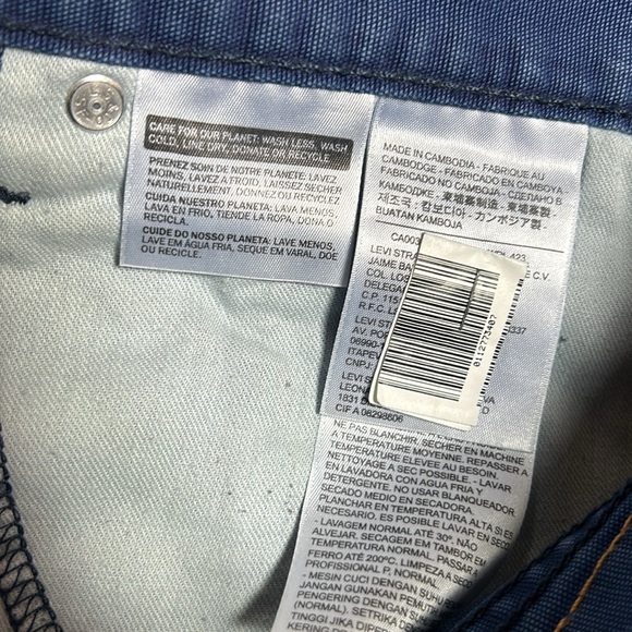 Xl Men’s Levi White Tab Navy Blue 100% Cotton Canvas Jean Material Size W32”L36” - Picture 3 of 9